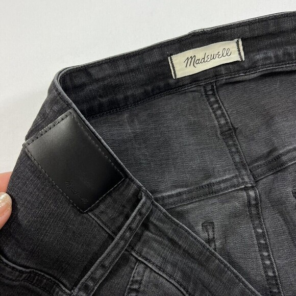 MADEWELL 10” High Rise Skinny Black Jean Size 36 Button Fly Fray Hem AA590 - Picture 7 of 13